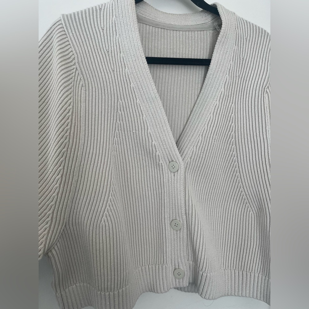 lululemon athletica Ivory Ribbed Button-Front Cardigan
